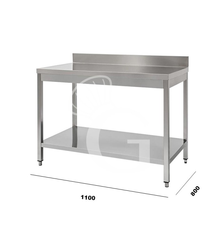 Tavolo in acciaio inox con alzatina 1100x800 per cucina