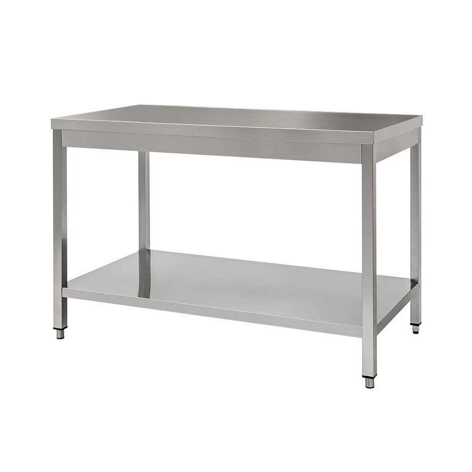 Tavolo in acciaio inox con 1 ripiano, misure 1400x700mm