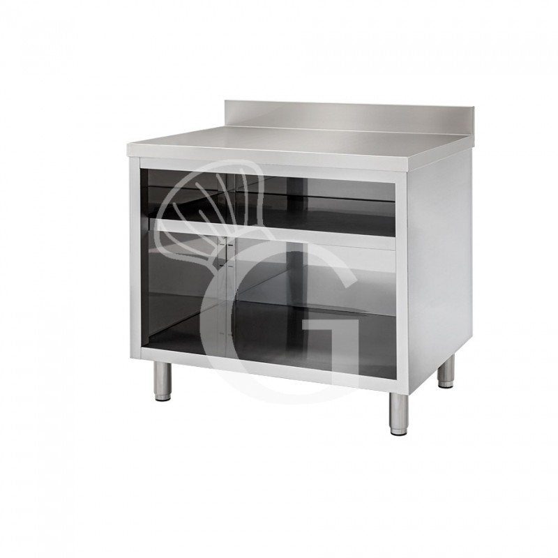 Tavolo in inox a giorno, alzatina, misure 1000x600mm