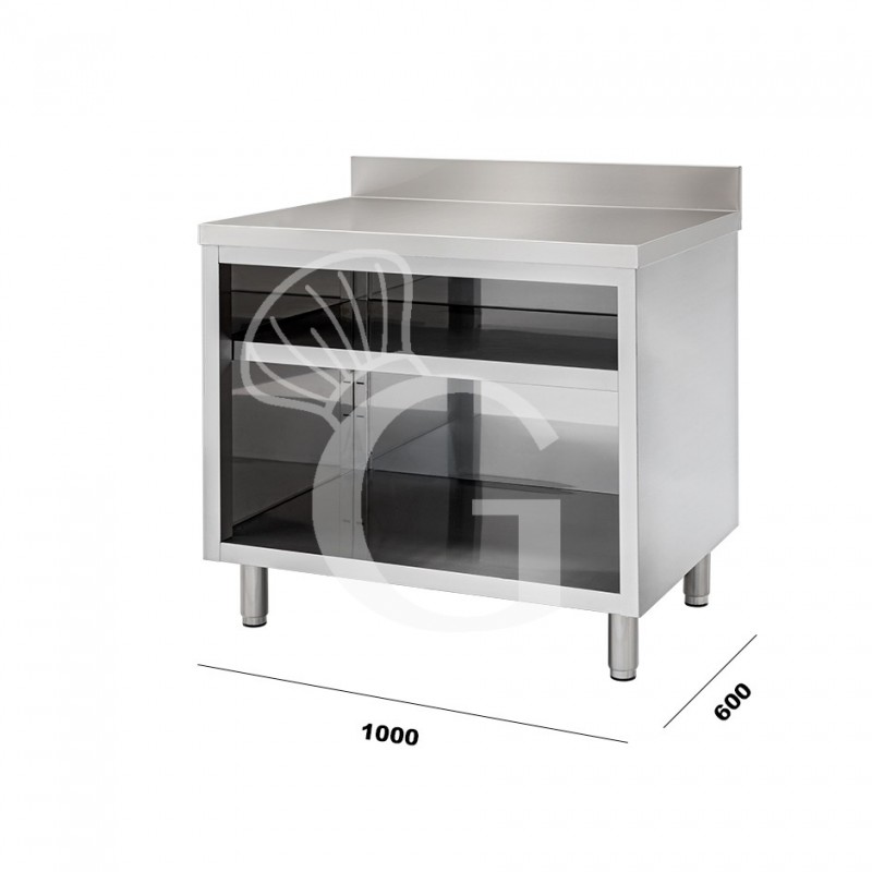Tavolo in acciaio inox a giorno, alzatina, 1000x600 per ristoranti