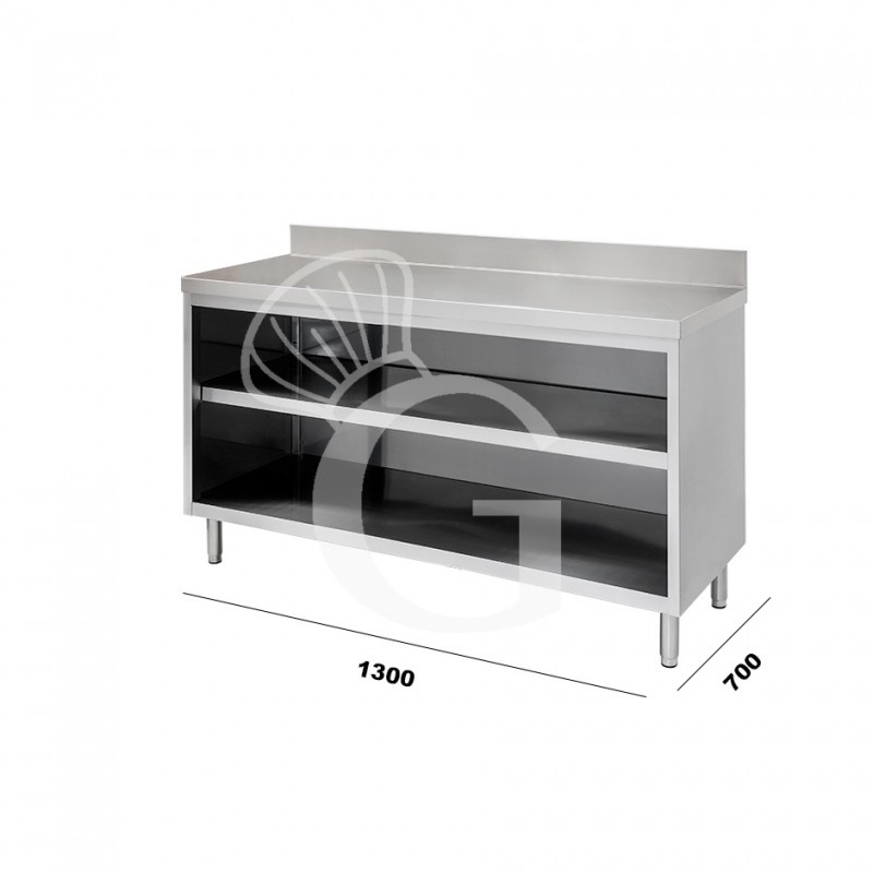 Tavolo in inox a giorno, alzatina, misure 1300x700mm