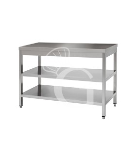 Tavolo in acciaio inox con 2 ripiani, misure 1700x700mm