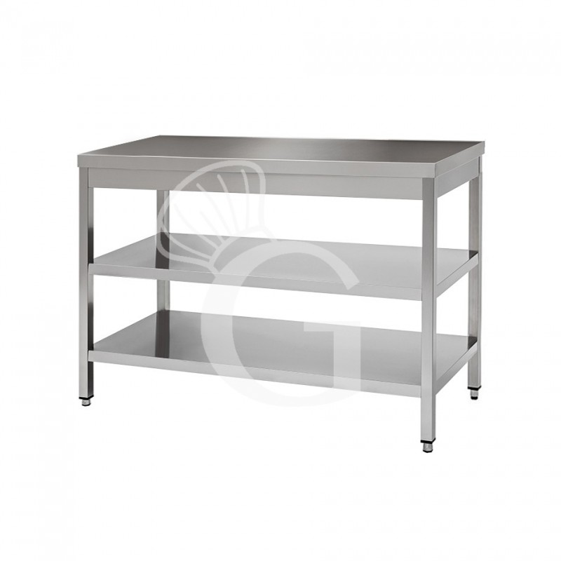 Tavolo in acciaio inox con 2 ripiani, misure 1700x700mm Tavolo in acciaio inox con 2 ripiani, misure 1700x700mm
