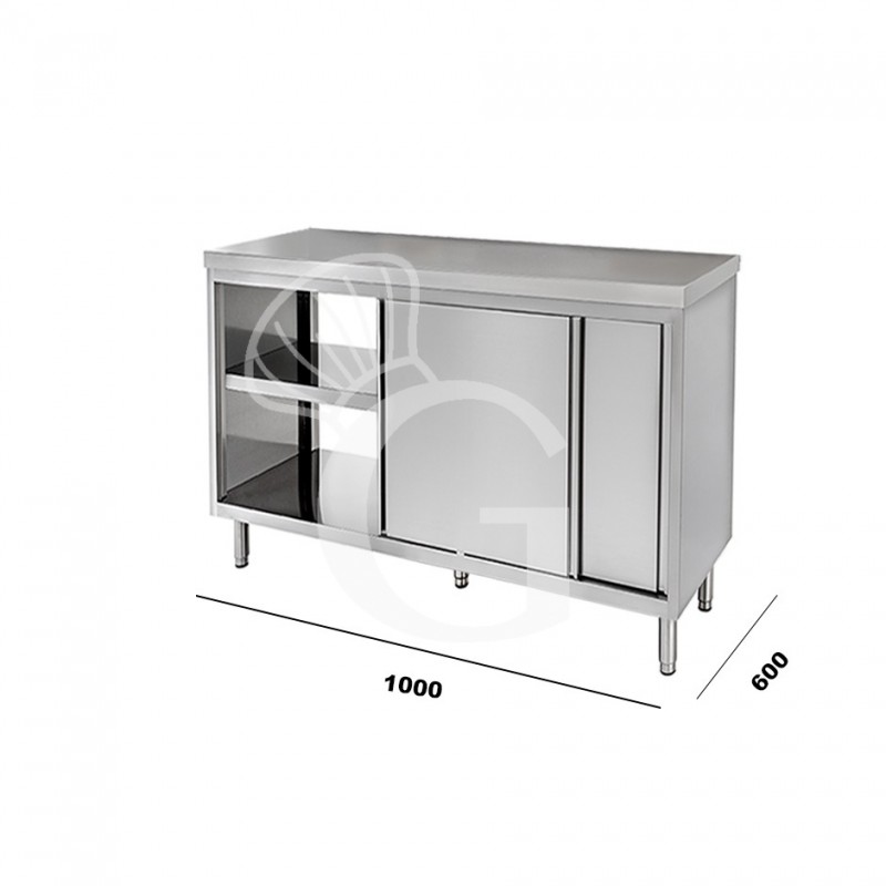 Tavolo armadiato passante in inox, mis.1000x600, per catering