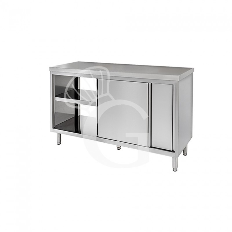 Tavolo armadiato passante in inox, misure 1100x600mm
