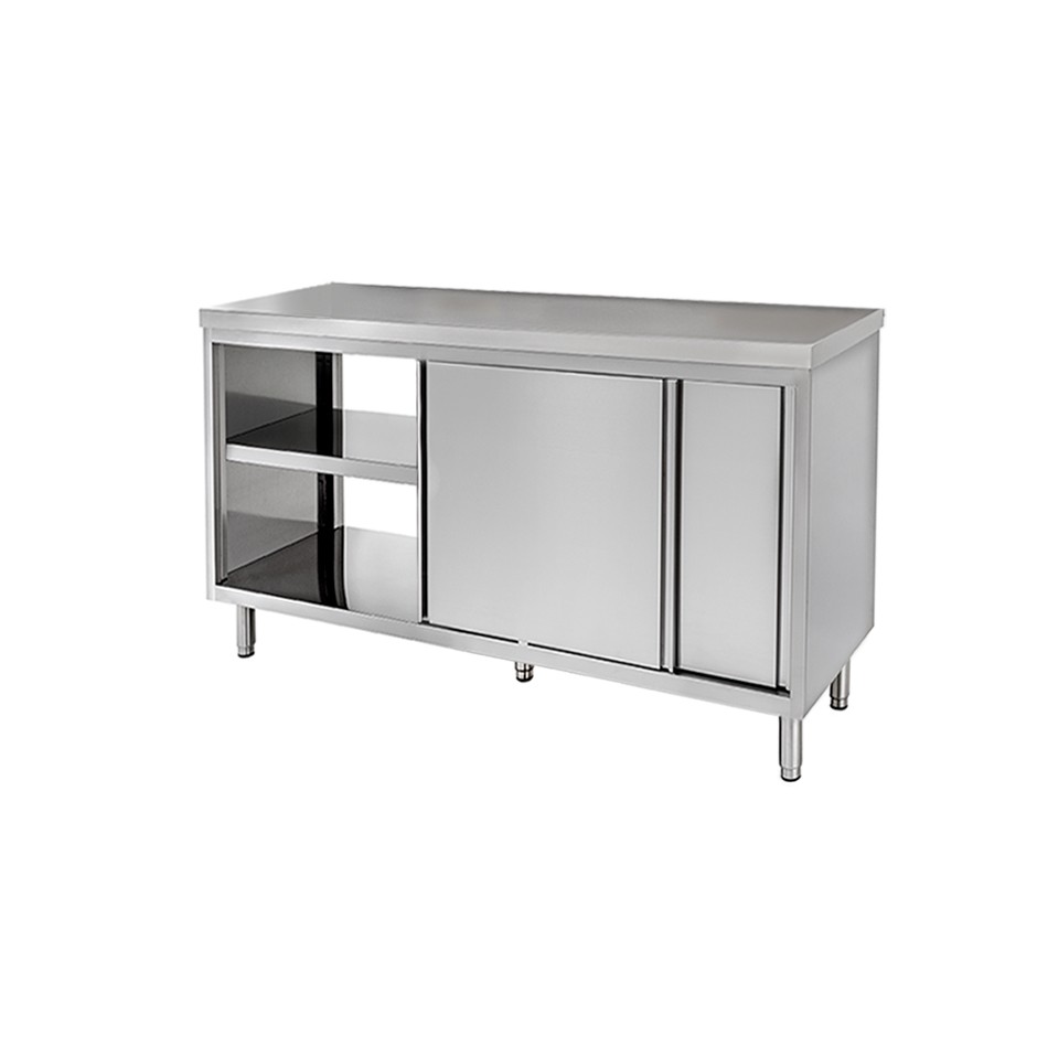 Tavolo armadiato passante in inox, misure 1200x600mm