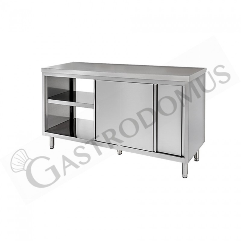 Tavolo armadiato passante in inox, misure 1300x700mm Tavolo armadiato passante in inox, misure 1300x700mm