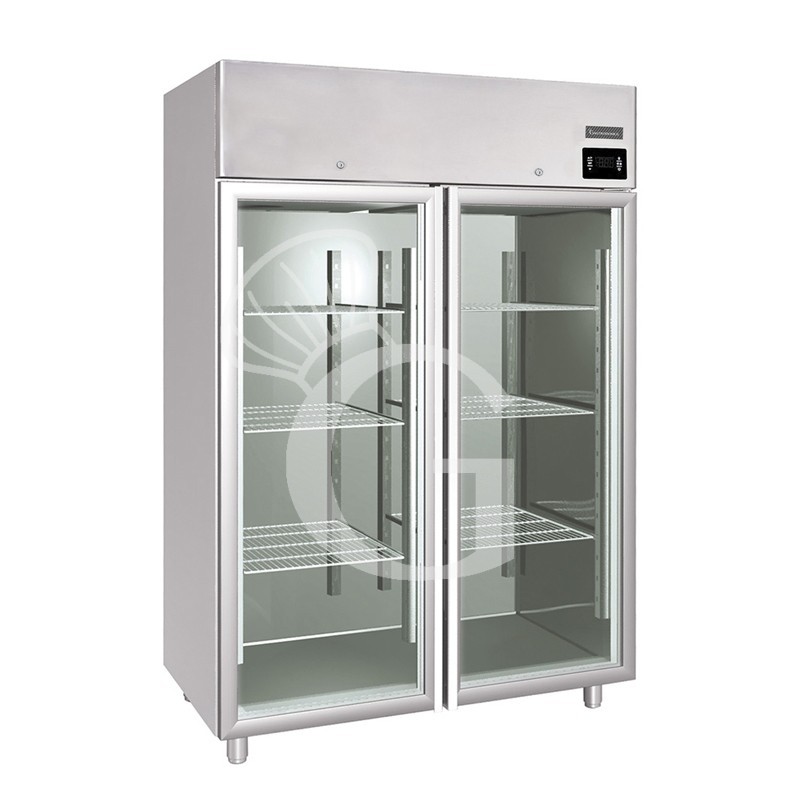Armadio refrigerato ventilato capacità 1400 LT e temperatura -18°C/-22°C - 2 porte vetro