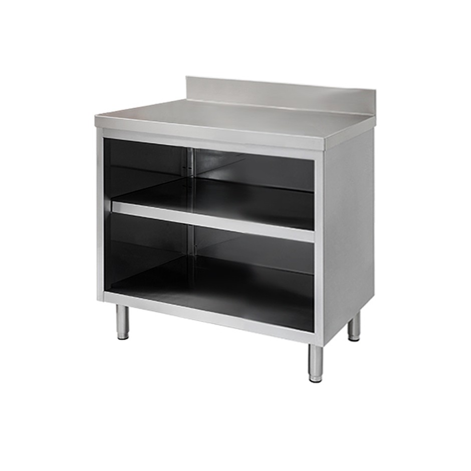 Tavolo in inox a giorno, alzatina, misure 1000x600mm