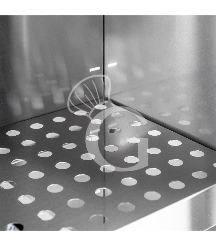 Pensile acciaio inox con sgocciolatoio,1 ripiano forato,porte scorrevoli L 1400 x P 400 x H 800 mm
