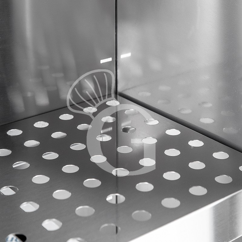 Pensile acciaio inox con sgocciolatoio,1 ripiano forato,porte scorrevoli L 1500 x P 400 x H 660 mm