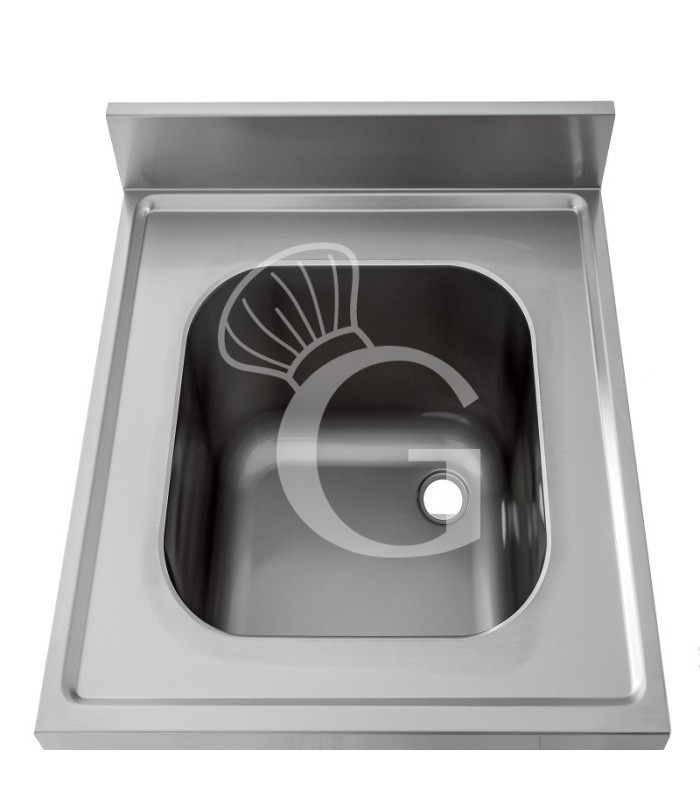 Lavandino semplice in acciaio inox, 1 ripiano, alzatina, 1 vasca, L 500 x P 700 x H 950 mm