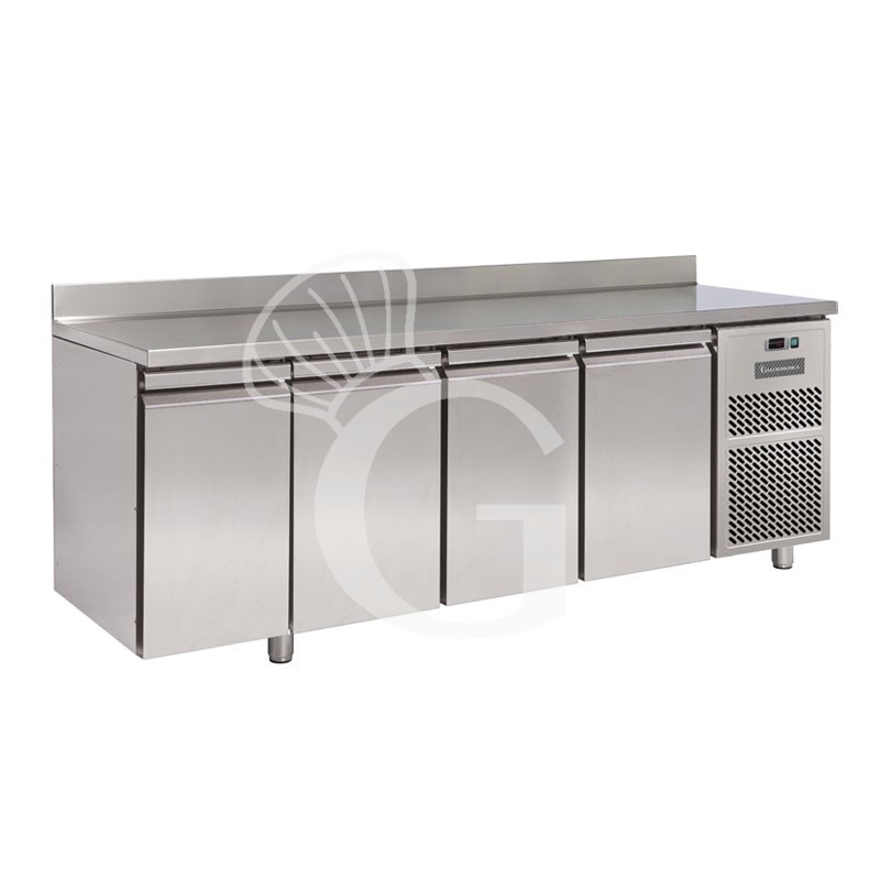 Tavolo refrigerato 4 porte con alzatina Prof. 800 mm - temperatura 0°C/+10°C