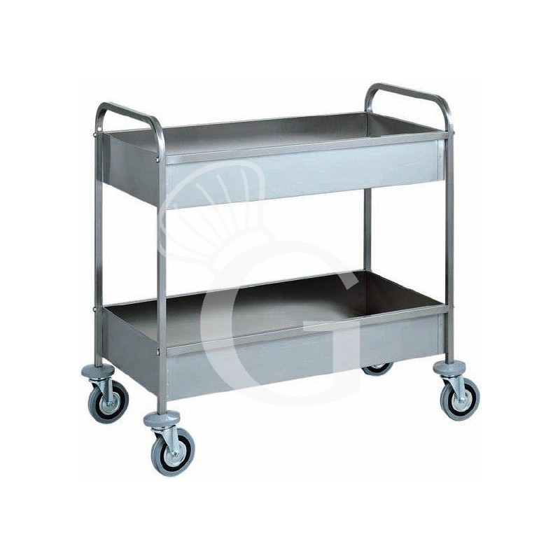 Carrello di servizio 2 vasche in acciaio inox da sbarazzo L 1010 mm x P 570 mm x H 970 mm