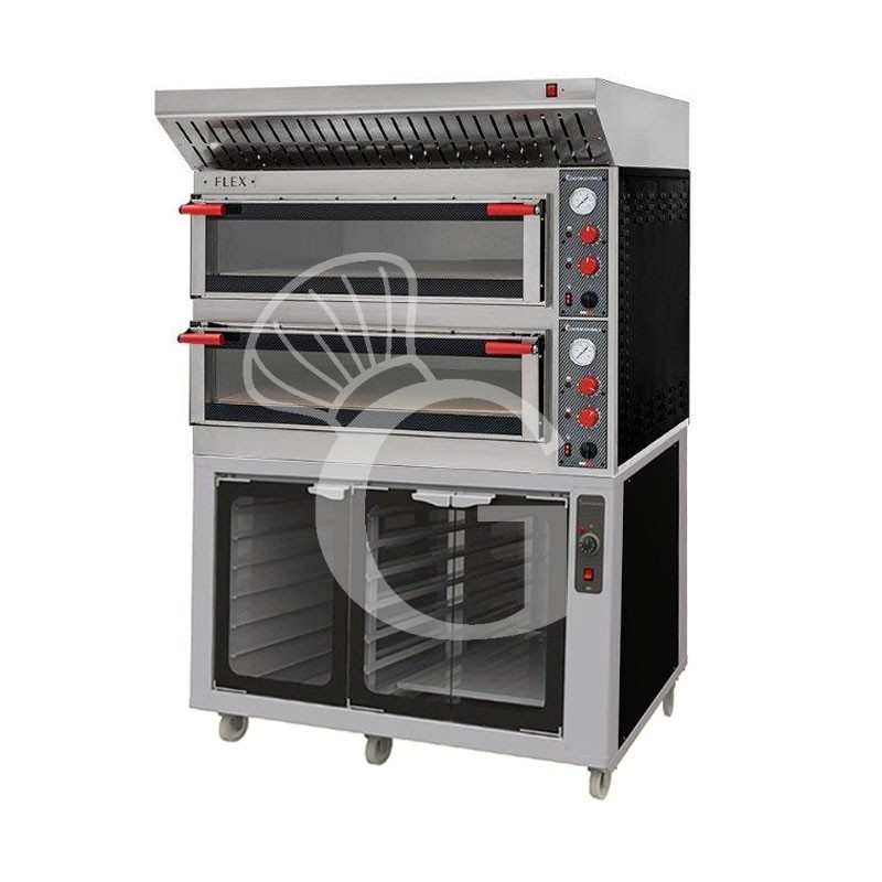 Forno elettrico porta vetro 12 pizze cella cappa - mod.  FLEX66LPV+CELLA+KD66L+MOT+REG | Gastrodomus
