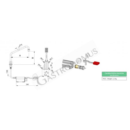 Rubinetto miscelatore a pedale con basetta esagonale - 300 x 190 mm Rubinetto miscelatore a pedale con basetta esagonale - 300 x 190 mm