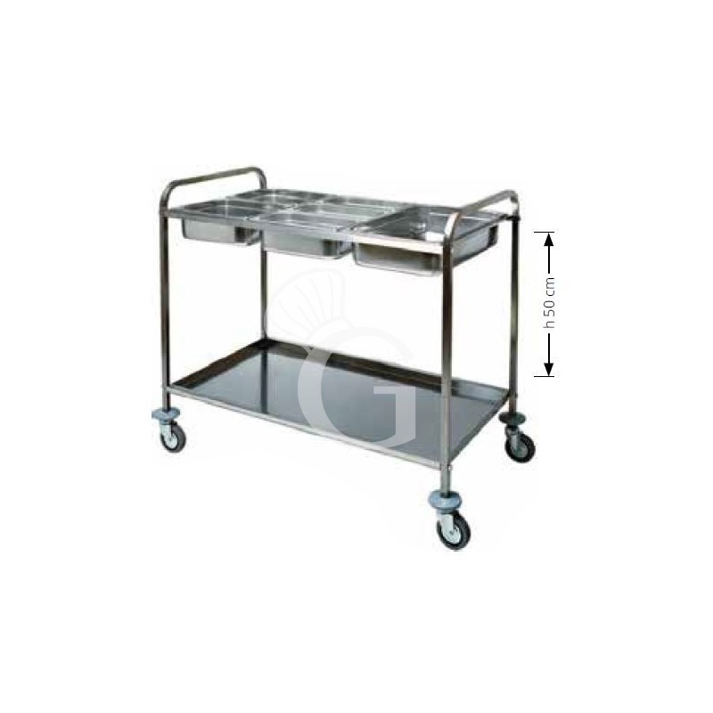 Carrello portabacinelle 3 GN1/1- L 1100 mm x P 620 mm x H 970 mm