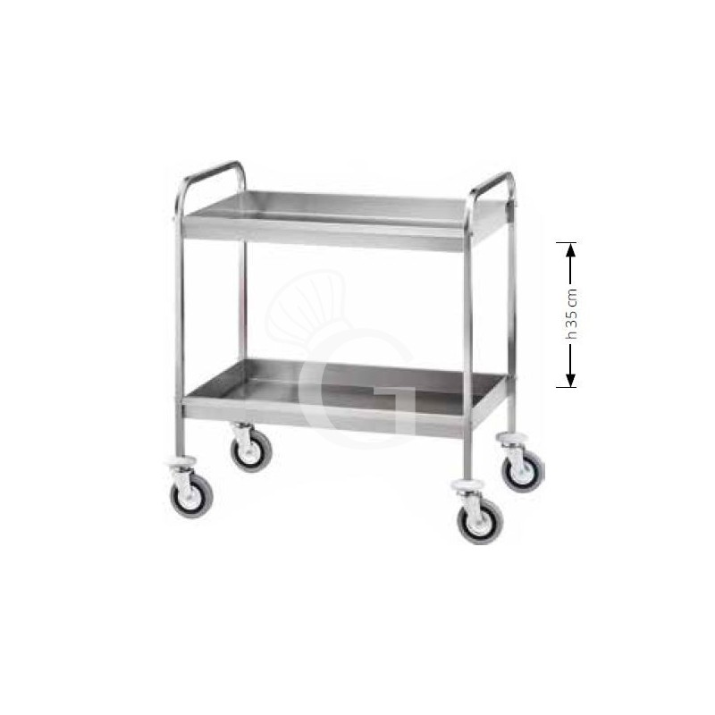 Carrello di servizio 2 vasche H 65 mm in acciaio inox L 910 mm x P 570 mm x H 970 mm
