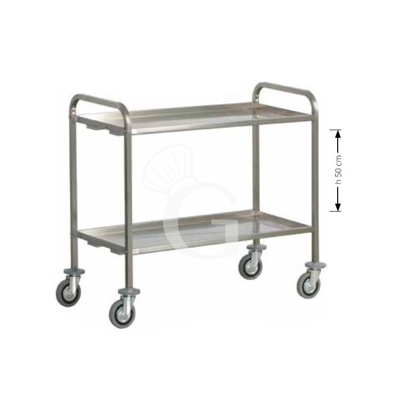 Carrello di servizio inox 2 piani per trasporto pesante L 920 mm x P 670 mm x H 980 mm