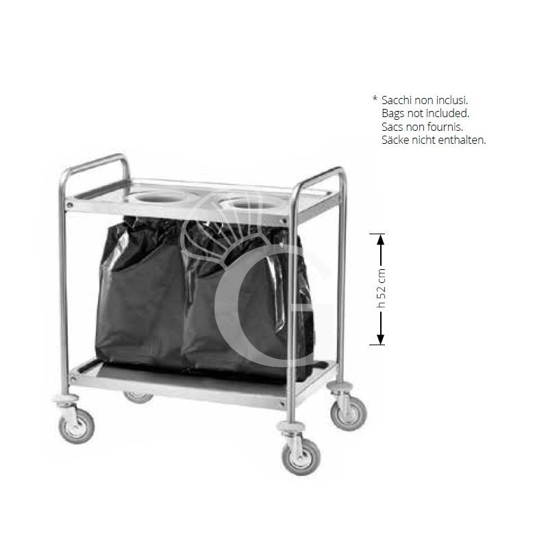 Carrello di servizio in acciaio inox con due fori L 1100 mm x P 600 mm x H 940 mm