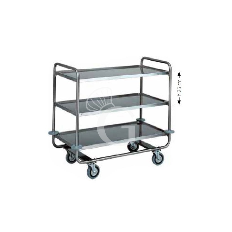 Carrello di servizio 3 piani in acciaio inox L 1100 mm x P 600 mm x H 1000 mm