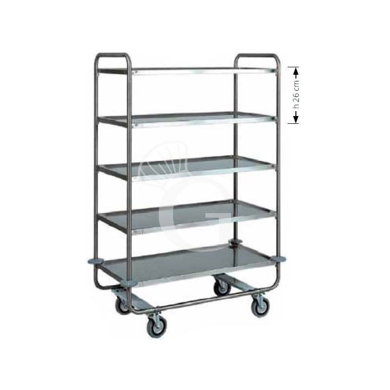 Carrello di servizio 5 piani in acciaio inox L 1100 mm x P 600 x H 1600 mm