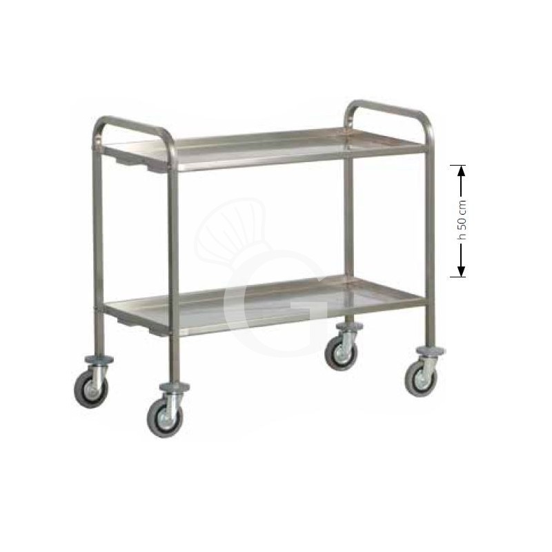 Carrello di servizio inox 2 piani per trasporto pesante L 1120 mm x P 670 mm x H 980 mm