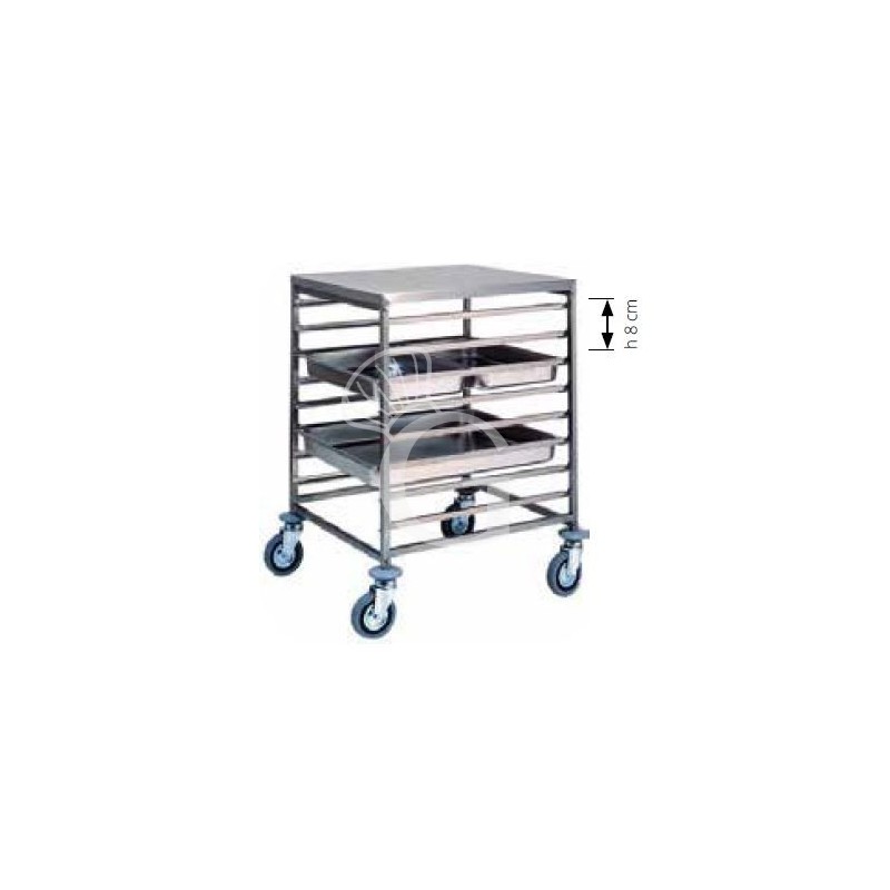 Carrello portateglie per 8 teglie GN2/1 o 16 teglie GN1/1 - L 650 mm x P 760 mm x H 940 mm