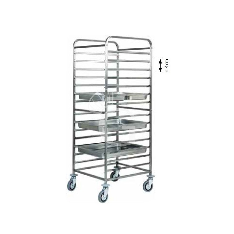 Carrello portateglie per 14 teglie GN2/1 o 28 GN1/1 - L 645 mm x P 720 mm x H 1820 mm