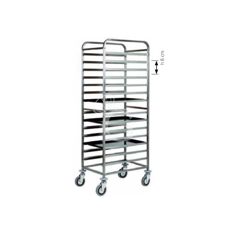 Carrello inox portateglie per 14 teglie 600 x 400 mm - L 520 mm x P 720 mm H 1820 mm