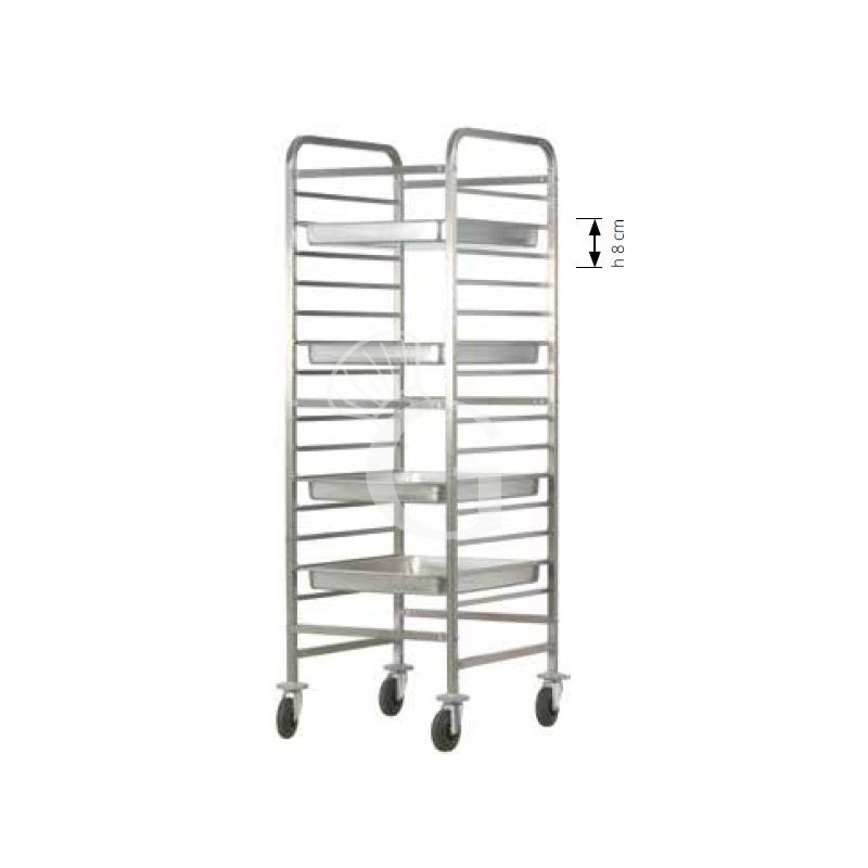 Carrello portateglie per 14 teglie GN2/1 o 28 GN1/1 - L 655 mm x P 720 mm x 1810 mm