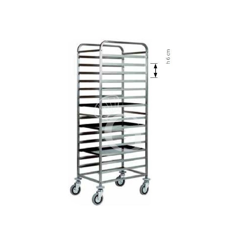 Carrello inox portateglie per 20 teglie 60 x 40 cm - L 520 mm x P 720 mm  H 1820 mm