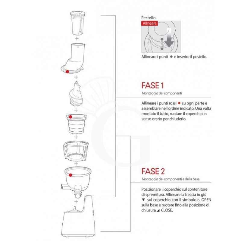 Estrattore di succo ad uso professionale 0,4 Kw, 65 rpm