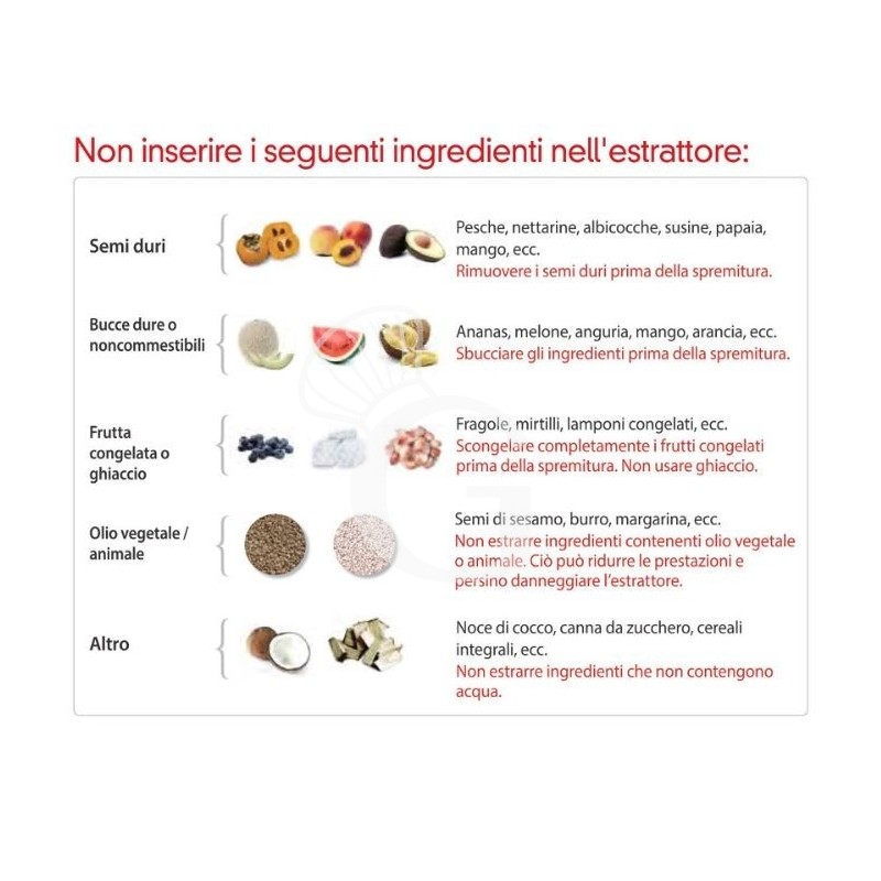 Estrattore di succo ad uso professionale 0,4 Kw, 65 rpm