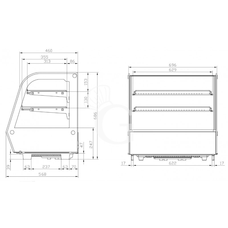 Vetrina Refrigerata da banco 120 LT 0°C/+12°C L 702 mm x P 568 mm x H 686 mm