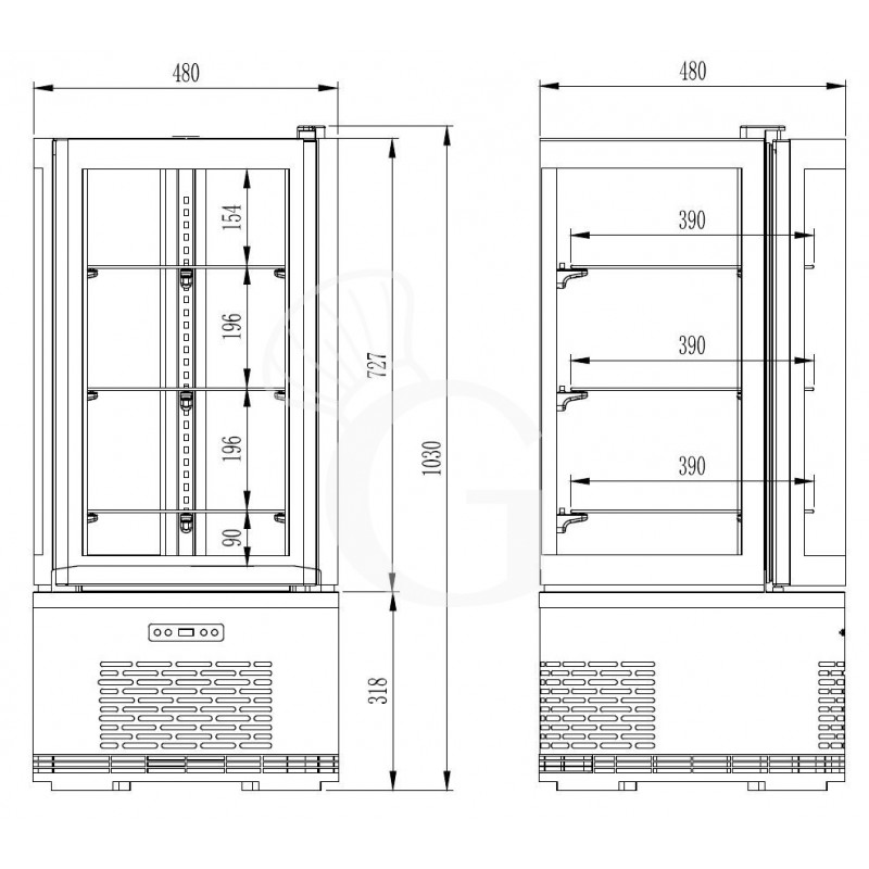 Vetrina Pasticceria Refrigerata Ventilato 100 LT +2°C/+8°C