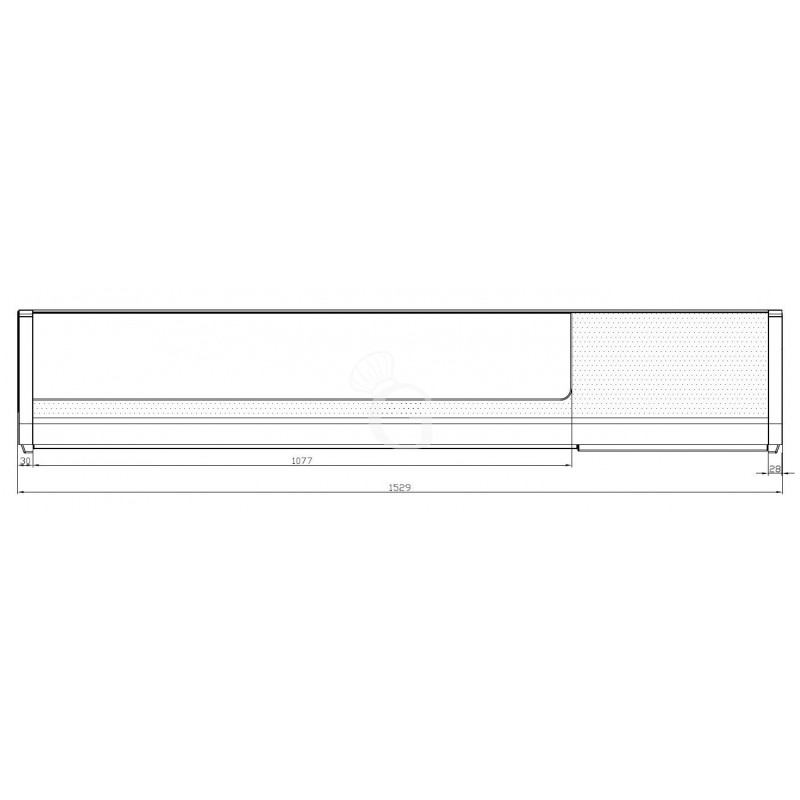 Vetrina sushi 6 bacinelle GN1/3 190 W L 1529 mm x P 420 mm x H 296 mm