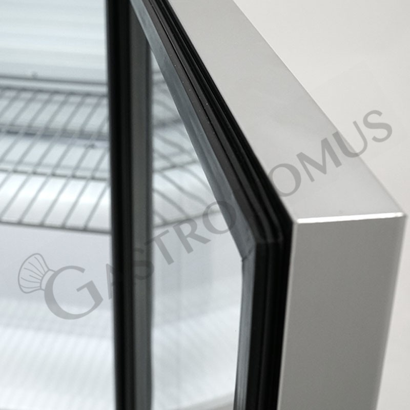 Armadio refrigerato statico in inox, porta vetro, temperatura -2°C/+8°C e capacità 120 LT