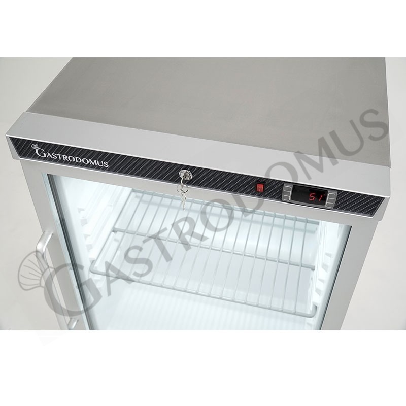 Armadio refrigerato statico in inox, porta vetro, temperatura -2°C/+8°C e capacità 120 LT