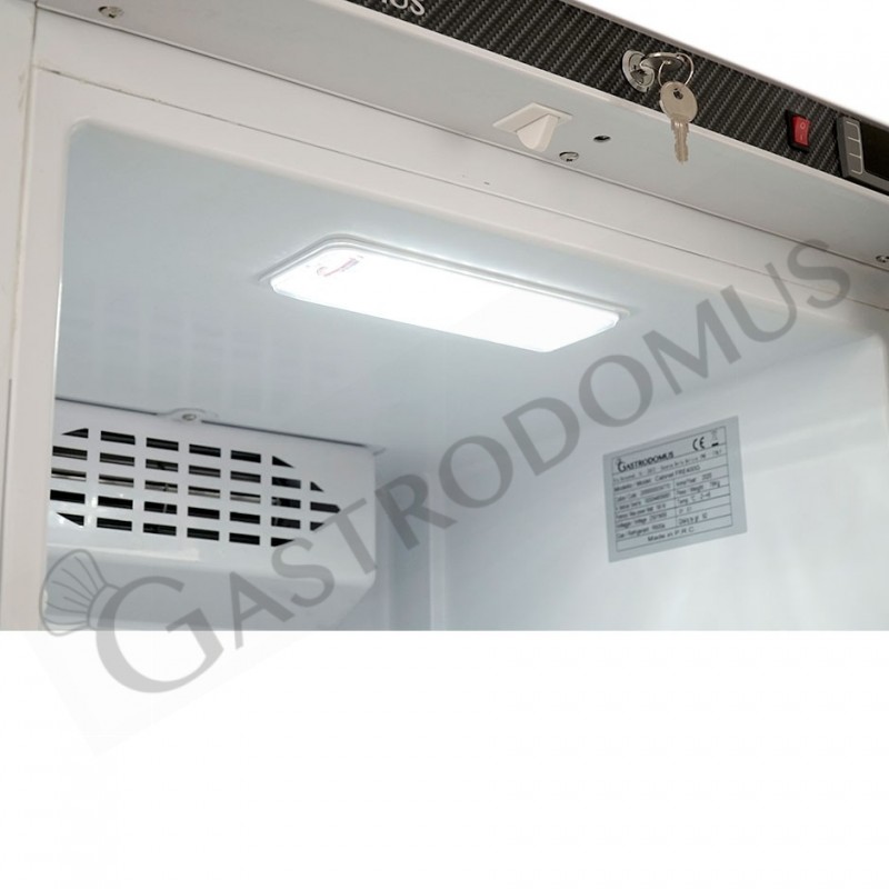 Armadio refrigerato statico con porta vetro, temperatura -2°C/+8°C e capacità 330 LT