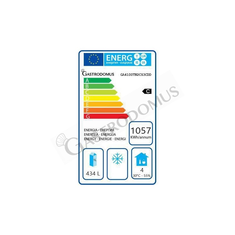 Scheda tecnica tavolo frigo con 2 porte e 5 cassetti, Prof. 700 e temperatura -2°C/+8°C