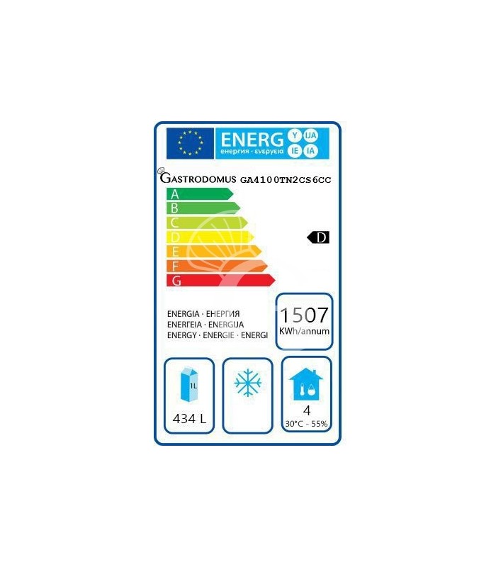 Scheda energetica tavolo frigo con 1 porta e 8 cassetti, Prof. 700 e temperatura -2°C/+8°C