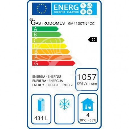 Scheda energetica tavolo frigo con 2 porte e 4 cassetti, Prof. 700 e temperatura -2°C/+8°C Scheda energetica tavolo frigo con 2 porte e 4 cassetti, Prof. 700 e temperatura -2°C/+8°C