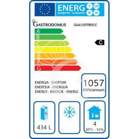 Scheda energetica tavolo frigo con 2 porte e 5 cassetti, Prof. 700 e temperatura -2°C/+8°C Scheda energetica tavolo frigo con 2 porte e 5 cassetti, Prof. 700 e temperatura -2°C/+8°C