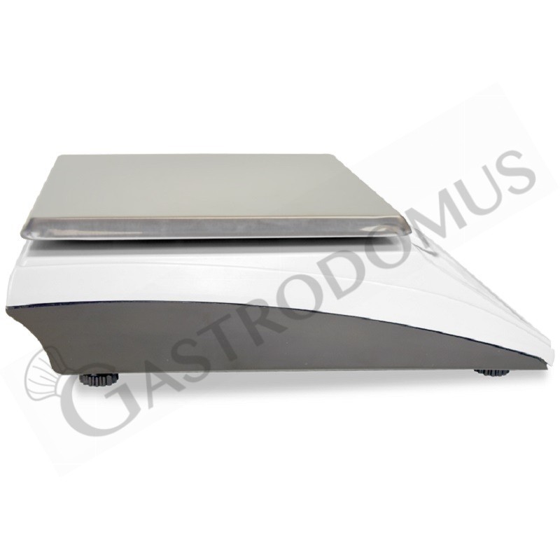 Bilancia in ABS controllo del peso display LED portata 6 Kg precisione 1 g L 205 mm x P 250 mm x H 80 mm, visione laterale