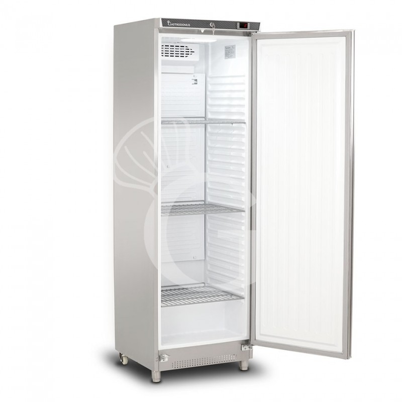 Armadio refrigerato statico in acciaio inox con temperatura -2°C/+8°C e capacità 330 LT, porta aperta