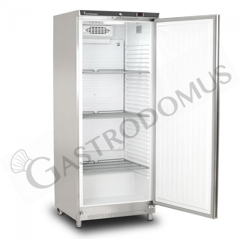 Armadio refrigerato statico in acciaio inox con temperatura -2°C/+8°C e capacità 530 LT, porta aperta