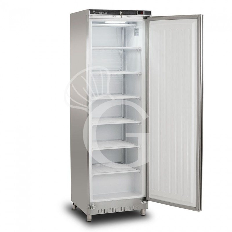 Armadio refrigerato statico in INOX con temperatura -18°C/-22°C e capacità 330 LT, porta aperta