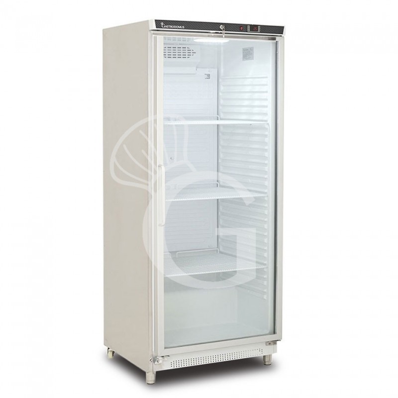 Armadio refrigerato statico inox con porta vetro, temperatura -2°C/+8°C e capacità 530 LT