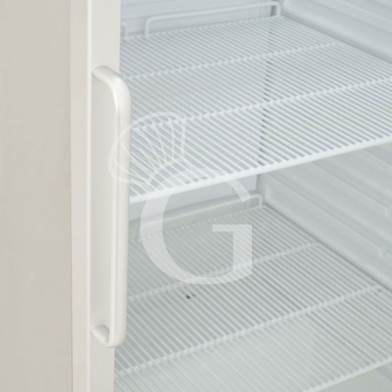 Armadio refrigerato statico inox con porta vetro, temperatura -2°C/+8°C e capacità 530 LT, particolare maniglia